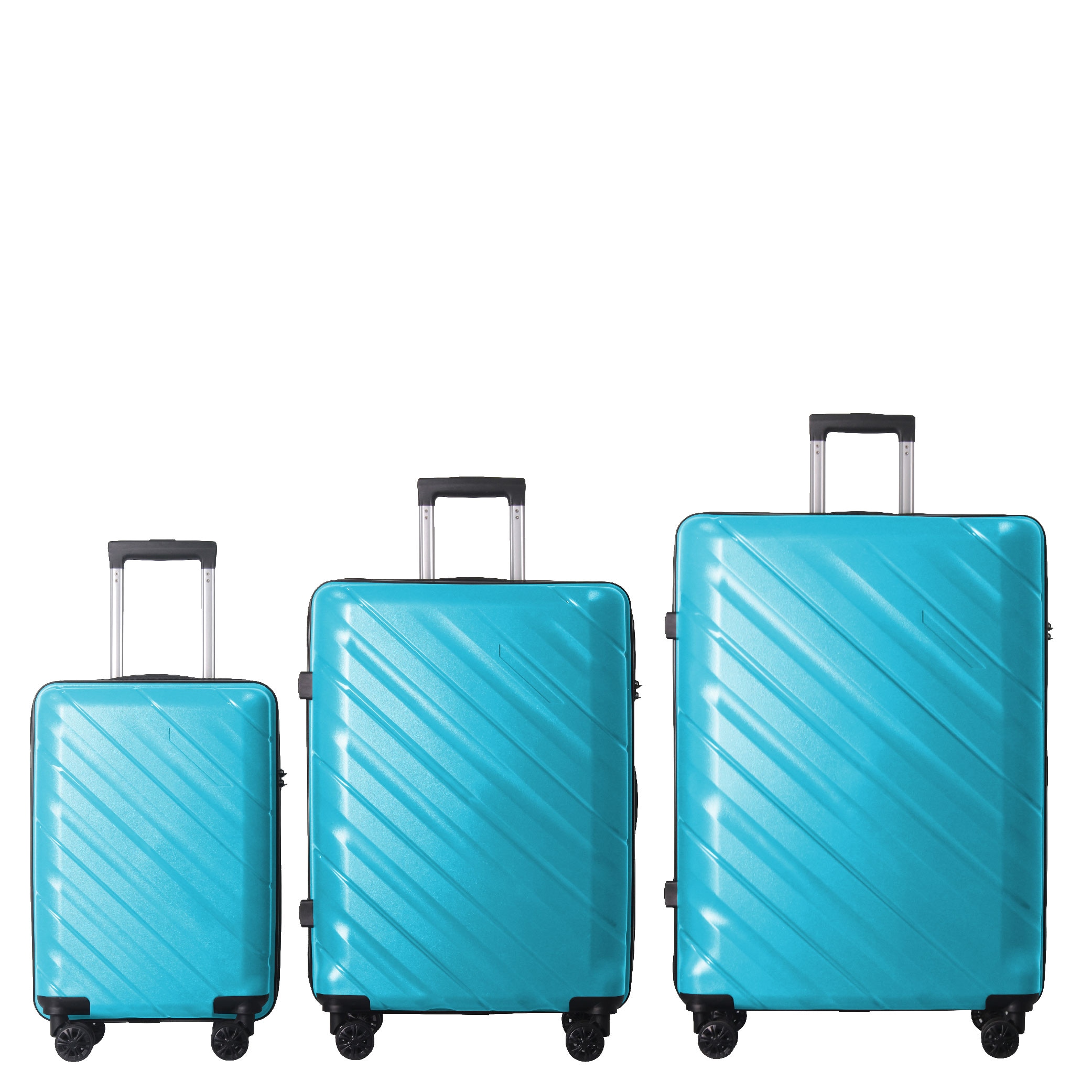 3-Piece Luggage Sets (20", 24", 28"), Suitcase With Wheels, Hardside Suitcase With Four Spinner Wheels And Scratch-Resistant Surface, Peacock Blue
_voghion.com